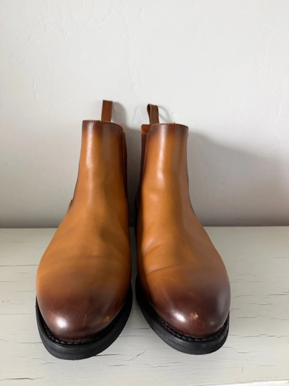 Stitched Leather Alby Chelsea Boots Brown Goodyear Welt Men’s Size 11
